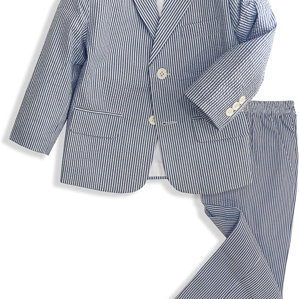 Boys (4T) Seersucker two-button suit set (Jacket & Pants)